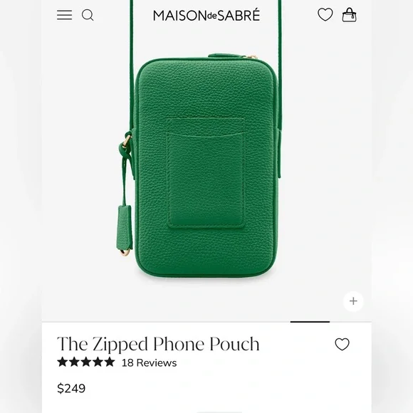 Maison de Sabre The Zipped Phone Pouch in Green - Never Used - Picture 5 of 13